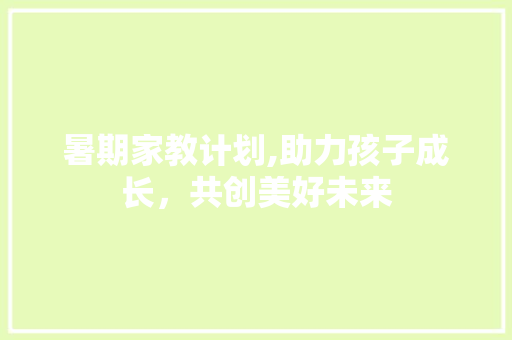 暑期家教计划,助力孩子成长，共创美好未来