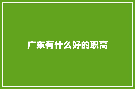 广东有什么好的职高