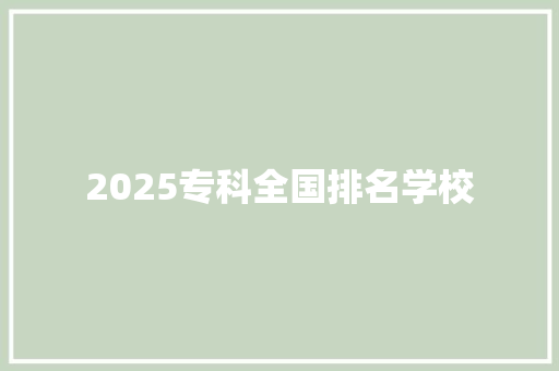 2025专科全国排名学校 工作报告