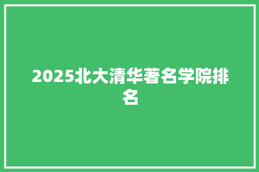 2025北大清华著名学院排名
