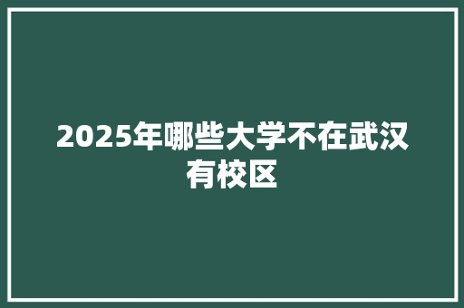 2025年哪些大学不在武汉有校区