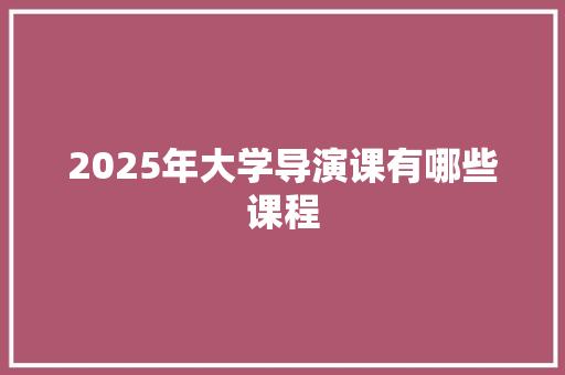 2025年大学导演课有哪些课程