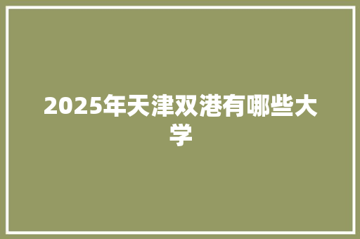 2025年天津双港有哪些大学