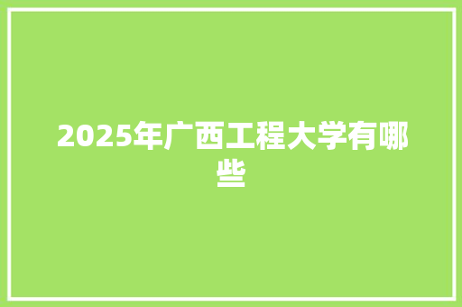 2025年广西工程大学有哪些