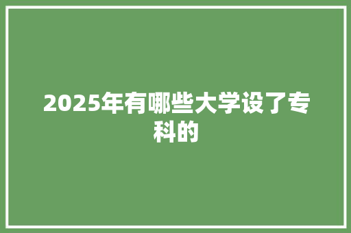 2025年有哪些大学设了专科的