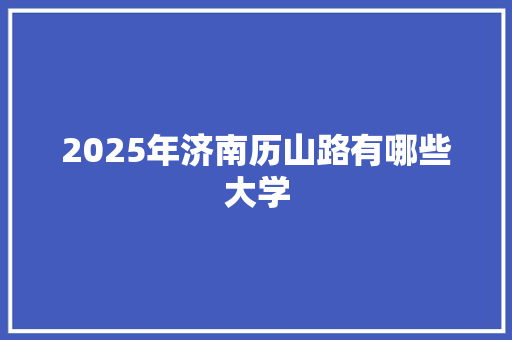2025年济南历山路有哪些大学