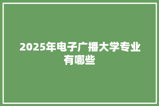 2025年电子广播大学专业有哪些