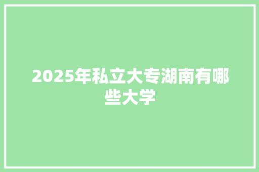 2025年私立大专湖南有哪些大学