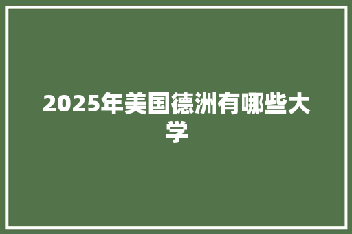 2025年美国德洲有哪些大学
