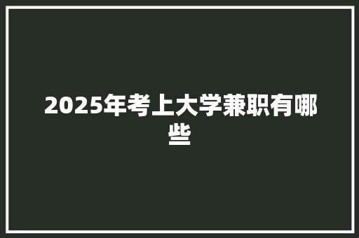 2025年考上大学兼职有哪些