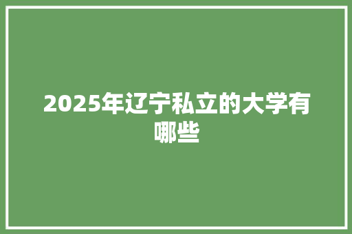 2025年辽宁私立的大学有哪些