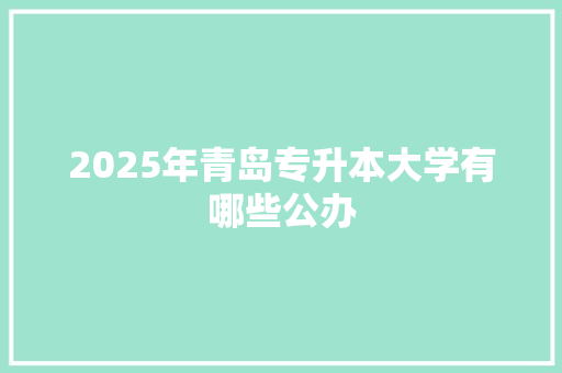 2025年青岛专升本大学有哪些公办