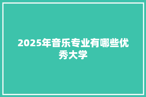 2025年音乐专业有哪些优秀大学 工作报告
