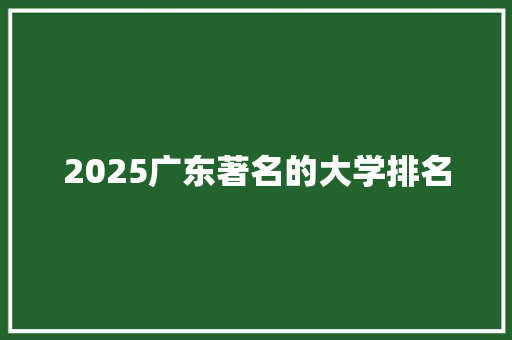 2025广东著名的大学排名