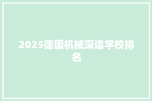 2025德国机械深造学校排名
