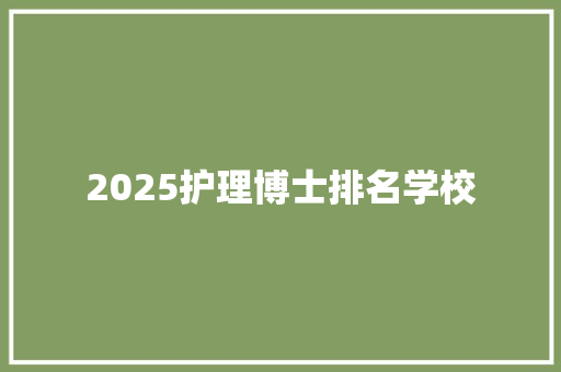 2025护理博士排名学校