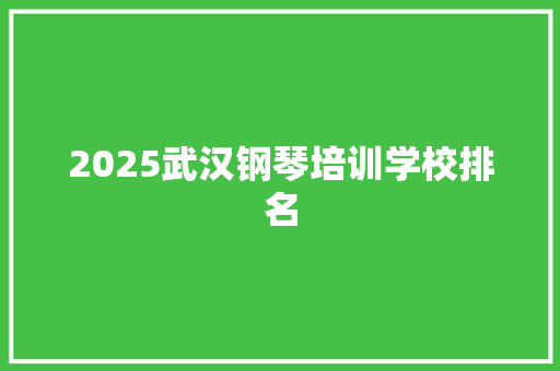2025武汉钢琴培训学校排名