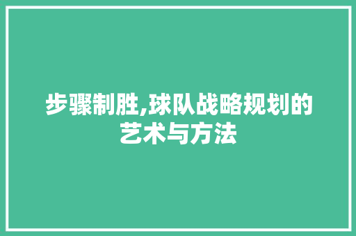 步骤制胜,球队战略规划的艺术与方法