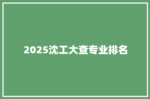 2025沈工大查专业排名 生活类 2025沈工大查专业排名 生活类
