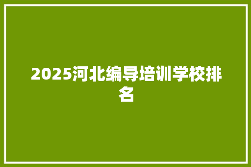 2025河北编导培训学校排名