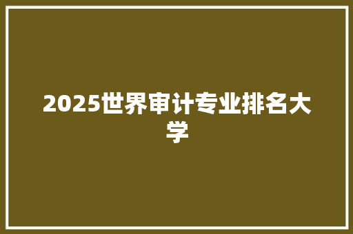 2025世界审计专业排名大学