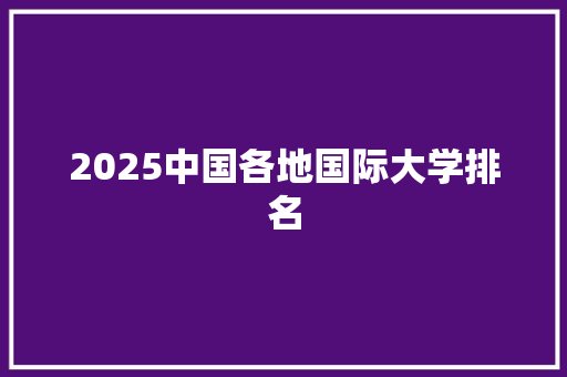 2025中国各地国际大学排名