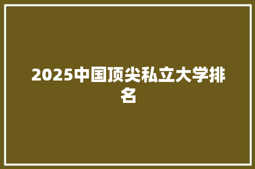 2025中国顶尖私立大学排名 工作类