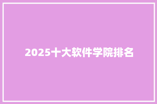 2025十大软件学院排名