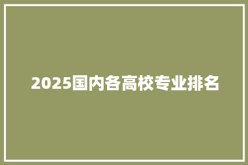 2025国内各高校专业排名 特写稿