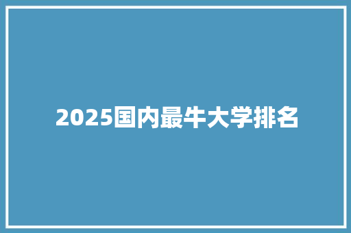 2025国内最牛大学排名