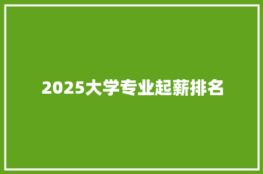 2025大学专业起薪排名