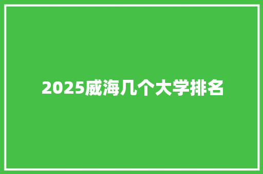 2025威海几个大学排名