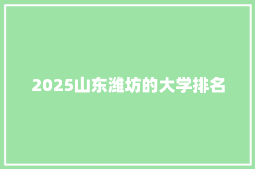 2025山东潍坊的大学排名