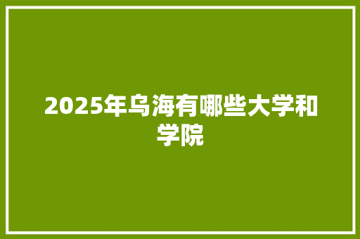 2025年乌海有哪些大学和学院