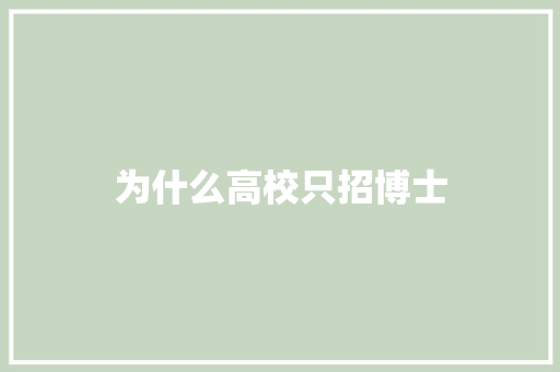 为什么高校只招博士