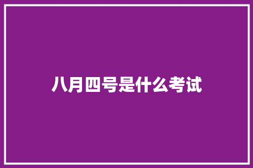 八月四号是什么考试
