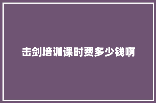击剑培训课时费多少钱啊
