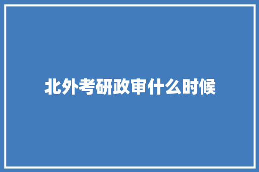 北外考研政审什么时候
