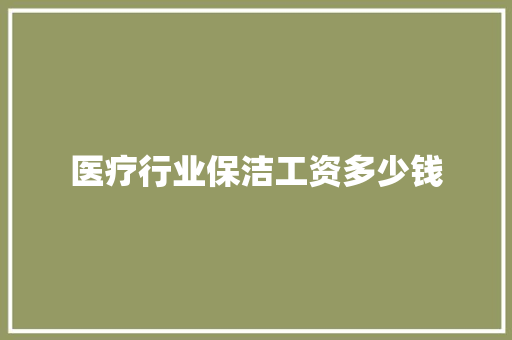 医疗行业保洁工资多少钱