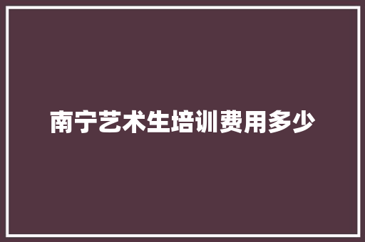 南宁艺术生培训费用多少
