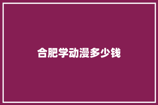 合肥学动漫多少钱