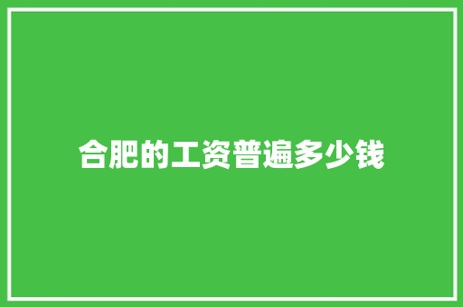 合肥的工资普遍多少钱