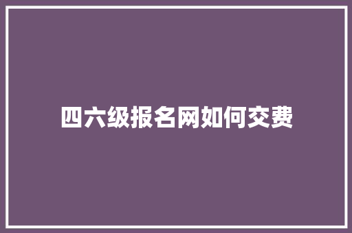 四六级报名网如何交费