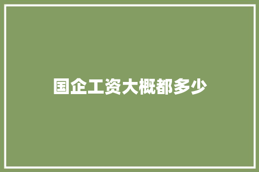 国企工资大概都多少
