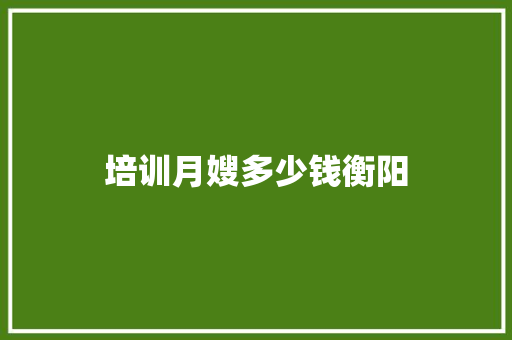 培训月嫂多少钱衡阳