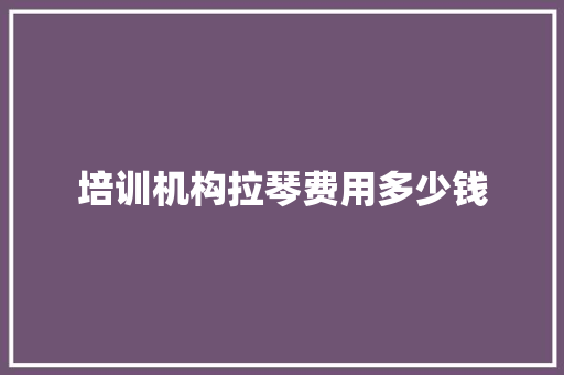 培训机构拉琴费用多少钱