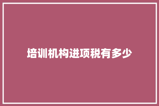 培训机构进项税有多少