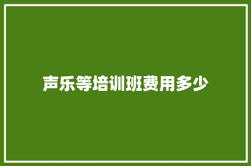 声乐等培训班费用多少