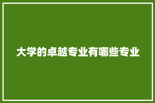 大学的卓越专业有哪些专业