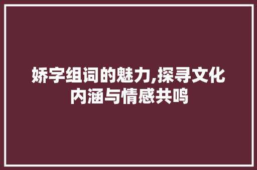 娇字组词的魅力,探寻文化内涵与情感共鸣